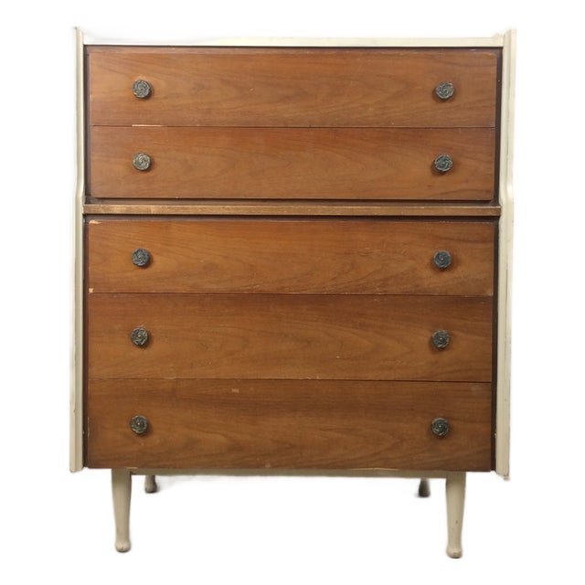 Mid Century 5 Drawer Highboy Dresser From Mainline by Hooker For Sale