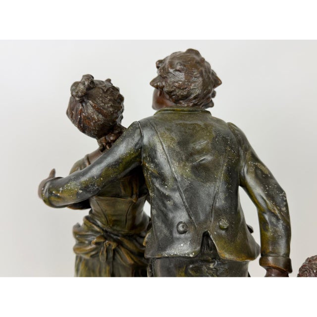 Antique 19th Century French Patinated Bronzed Spelter Jour de Fete Sculpture by L. & F. Moreau For Sale - Image 12 of 17