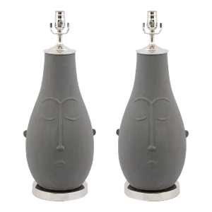 Pair of Contemporary Ceramic "Face" Lamps