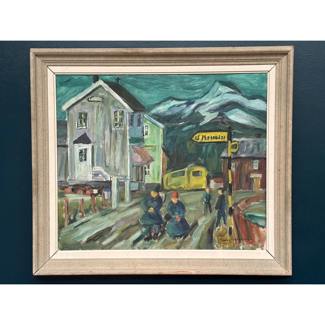 Georg Andersson, Figures in the Street, 1960s, Oil Painting on Canvas, Framed For Sale - Image 14 of 14