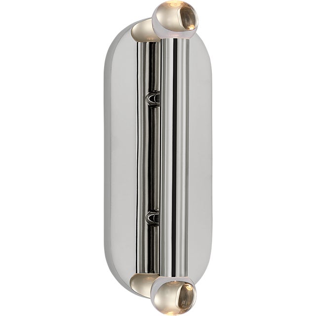 Kelly Wearstler for Visual Comfort Signature Rousseau Large Vanity Sconce in Polished Nickel with Clear Glass Orb For Sale