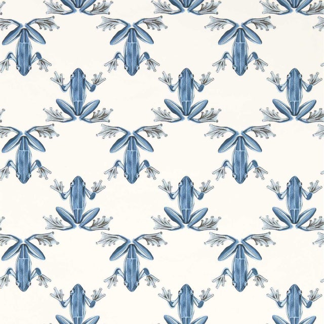 Harlequin Wood Frog Wallpaper in WildWater/Chalk - a Sample For Sale