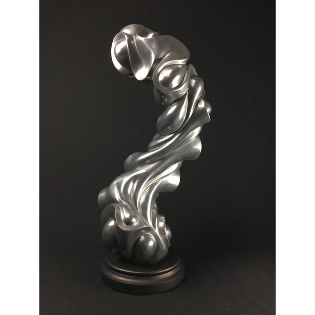 26 Inches Tall Abstract Original Sculpture by Jacob Burmood - Cold Cast Aluminum Artwork "Fluctuation" For Sale - Image 13 of 13