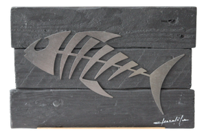 Silver Metal Fish Skeleton Wall Decor by Giorgi, 2000s