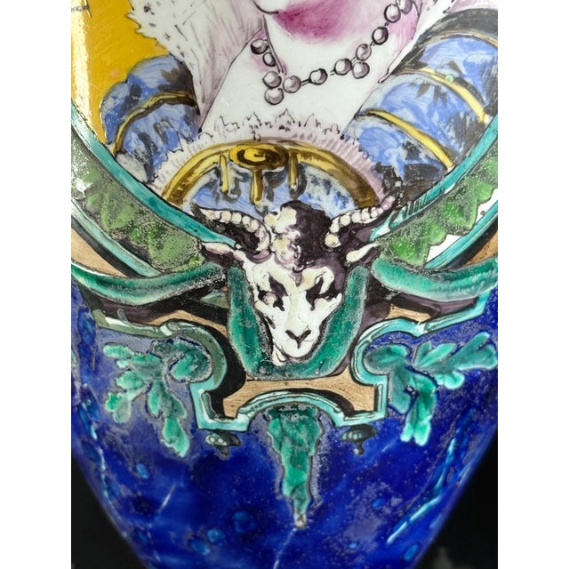 French Vases on Patinated Bronze Bamboo Mounts with Portraits of Henri III from A. Giroux Paris, 1880-1895, Set of 2 For Sale - Image 5 of 12