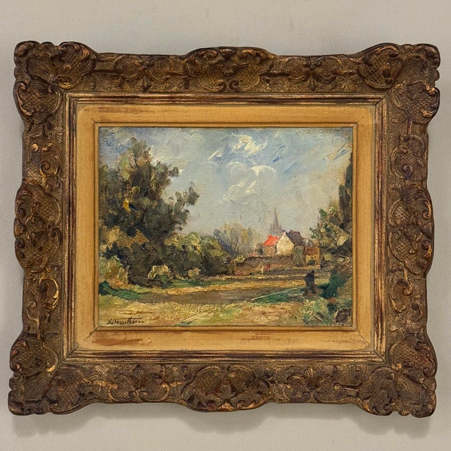 Framed Oil Painting on Panel by Lucien Dasselborne (1873–1962) 'Country Road to a Farmstead' For Sale In Dallas - Image 6 of 17
