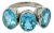 Classic 3 Stone Blue Topaz 7.24 Carat Oval Ring Set in Sterling Silver by Carat&her- Size 8 For Sale
