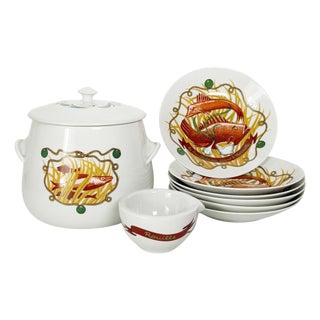 Ceramic Soup Tureen Service, France, 1970, Set of 8 For Sale