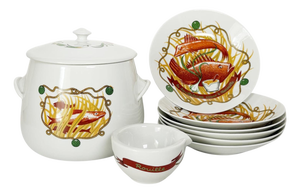 Ceramic Soup Tureen Service, France, 1970, Set of 8