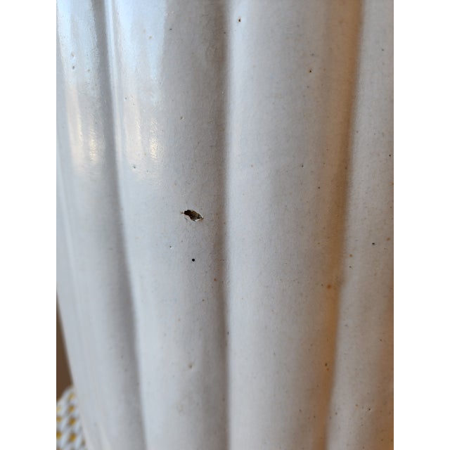 Antique White Umbrella Stand in Glazed Pottery/Earthenware For Sale - Image 9 of 10
