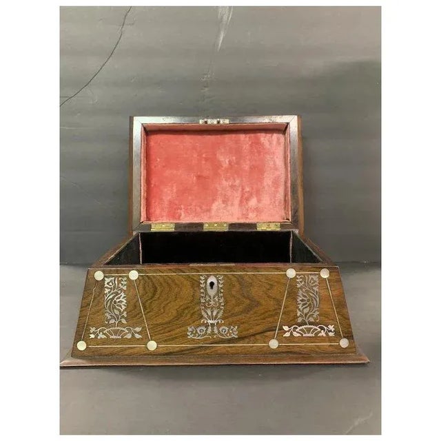Wood Inlaid Mother Of Pearl Box For Sale - Image 7 of 11