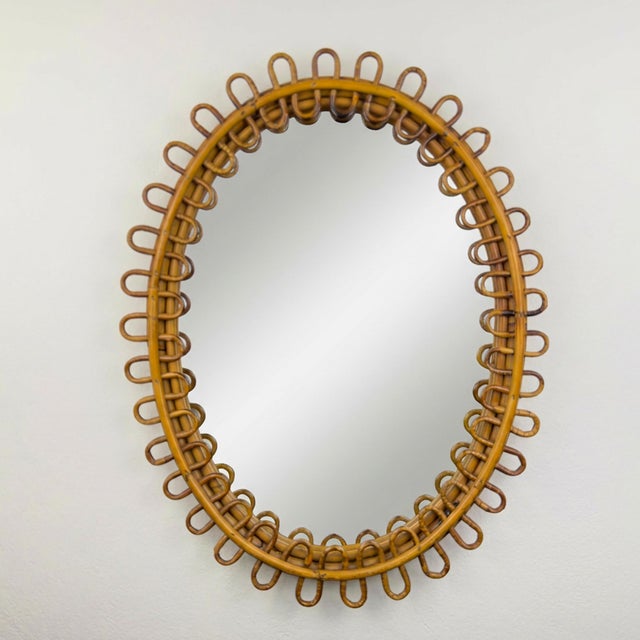 Vintage Oval Bamboo Mirror by Franco Albini, 1960s For Sale - Image 15 of 15