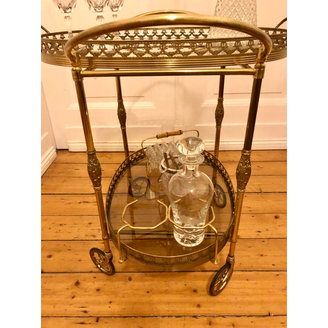 Gold Neoclassical Brass Serving Trolley, 1960s For Sale - Image 8 of 9