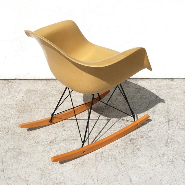 Herman Miller Eames for Herman Miller Yellow Fiberglass Shell Rocker For Sale - Image 4 of 10