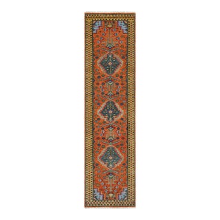 2.6x20Ft. Brunt Orange Persian Design Inspired Hand Knotted Wool Runner Rug For Sale