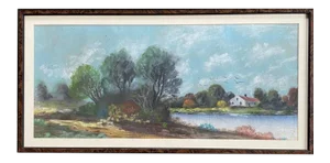 Antique Framed Pastel Landscape
