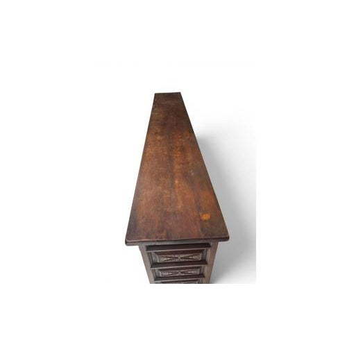 Large Spanish Rustic Carved Wood Credenza For Sale - Image 12 of 13