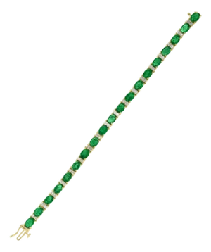 15 Carat Natural Emerald & Diamond Cocktail Tennis Bracelet 14 Karat White Gold