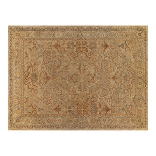 Antique Indian Amritsar Botanic Brown Hand Knotted Wool Carpet For Sale