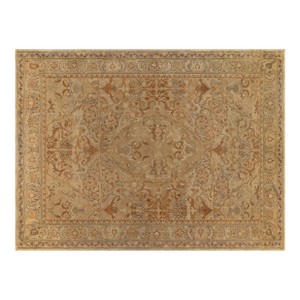 Antique Indian Amritsar Botanic Brown Hand Knotted Wool Carpet