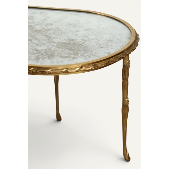Gold Baguès Coffee Table in Gilt Bronze and Aged Mirror, 1950s For Sale - Image 8 of 18