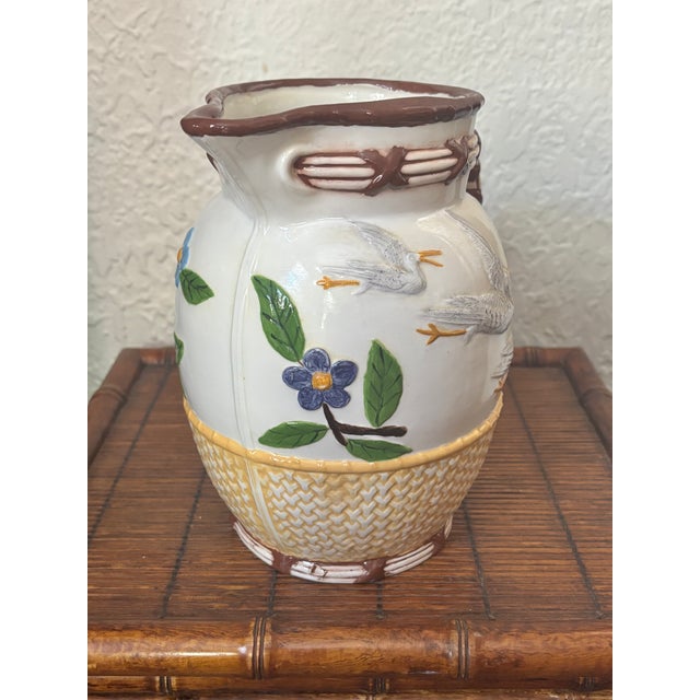 Late 20th Century Arts & Crafts Three Crane Basketweave Pitcher For Sale - Image 4 of 6