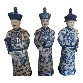 Vintage Chinese Porcelain Qing Dynasty Emperors Statues For Sale