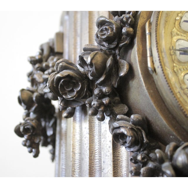 Metal 19th Century Gilt Bronze and Rose Swags French Mantle Clock For Sale - Image 7 of 13