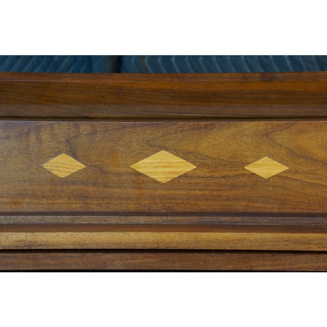 Antique Mission Arts & Crafts Walnut Inlaid Spinet Secretary Desk Console Table For Sale - Image 15 of 18