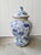 Chinese 1990s Floral Tree Pair of Ginger Jars in Blue/White Porcelain With Gold Rim For Sale - Image 3 of 4