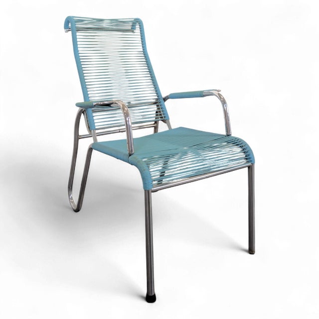 Vintage Turquoise Scoubidou Chair For Sale