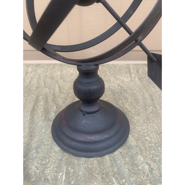 Black Black Iron Armillary Globe Sculpture – Traditional Landscape & Garden Decor For Sale - Image 8 of 10