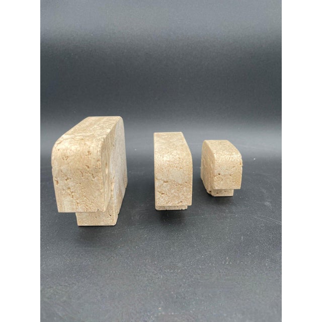 Mid-Century Modern Travertine Elephants from Fratelli Manelli, 1970s, Set of 3 For Sale - Image 3 of 9