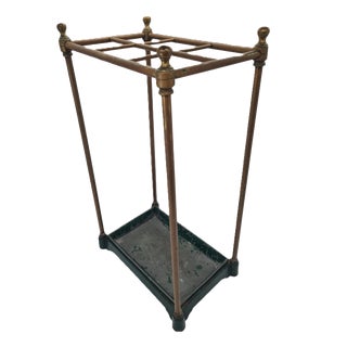 Victorian Umbrella Stand in Brass and Cast Iron, England, 1870s For Sale