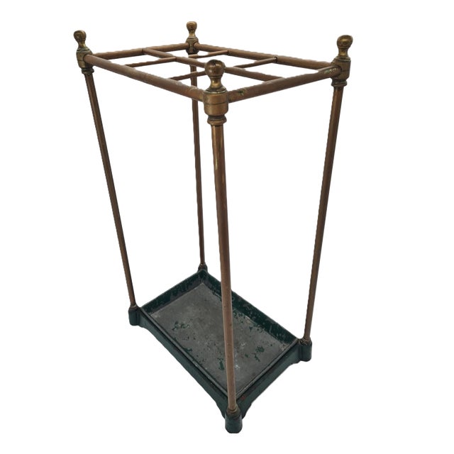 Victorian Umbrella Stand in Brass and Cast Iron, England, 1870s For Sale