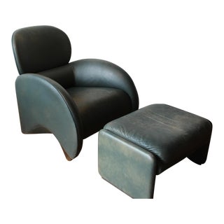 1970's Vintage Mod Chair & Ottoman For Sale
