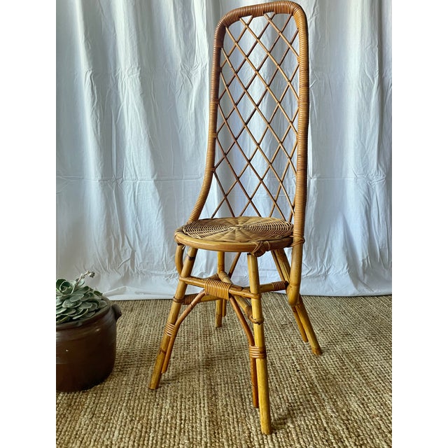 Tan Vintage Rattan Chair, 1960s For Sale - Image 8 of 12