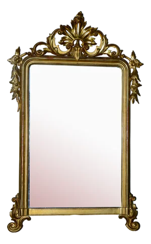 Carved and Gilded Mirror with Gold Leaf