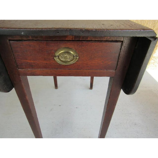 Farmhouse Antique English Oak Pembroke Drop-Leaf Side Table With Drawer, Circa 1880–1900 For Sale - Image 3 of 11