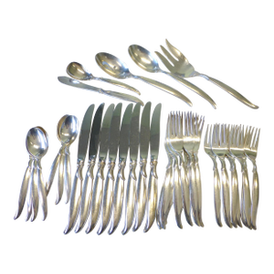 1950s 1847 Rogers Flair International Silver Plate Flatware Set 8 Mid Century Modern - 40 Pieces