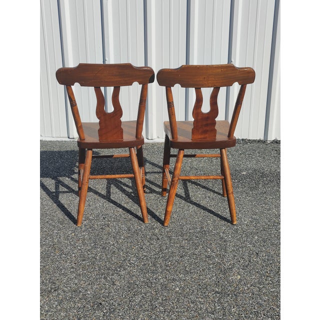 Farmhouse Vintage 1900s Plank Seat Farm Chairs - a Pair For Sale - Image 3 of 4