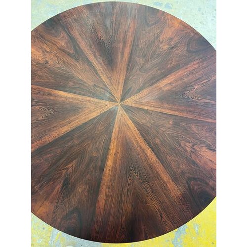 Round Dining Table in Rosewood and Chrome For Sale - Image 3 of 11