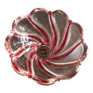 Mikasa Crystal Germany Red Swirl Candy Bowl