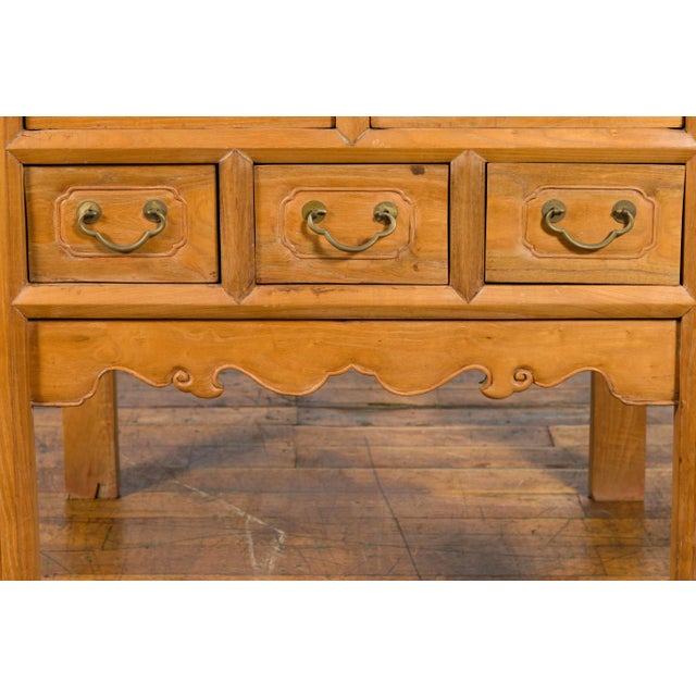 Mid 19th Century 19th Century Chinese Qing Carved Spandrel Five Drawer Side Table For Sale - Image 5 of 13