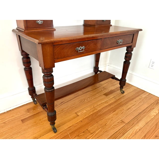 Antique American Vanity Dressing Table Desk With Mirror For Sale - Image 10 of 18