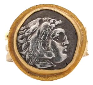 Vintage 22k Yellow Gold Alexander III the Great Antique Roman Coin Ring Size 9.75