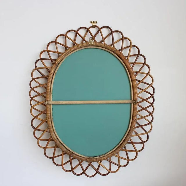 Vintage Italian Rattan Wall Mirror, 1960s For Sale - Image 8 of 9