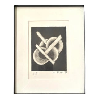 Alon Elow Abstract Etching Made by Artist in Ny Studio Signed in Pencil For Sale