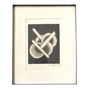 Alon Elow Abstract Etching Made by Artist in Ny Studio Signed in Pencil