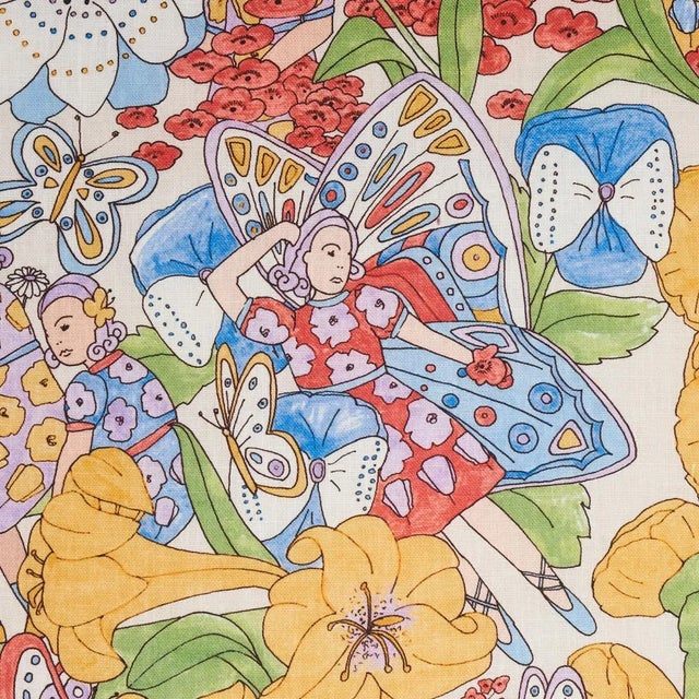 Folk Art Sample - Schumacher X Clements Ribeiro Fairie Garden Fabric in Yellow & Ivory For Sale - Image 3 of 4